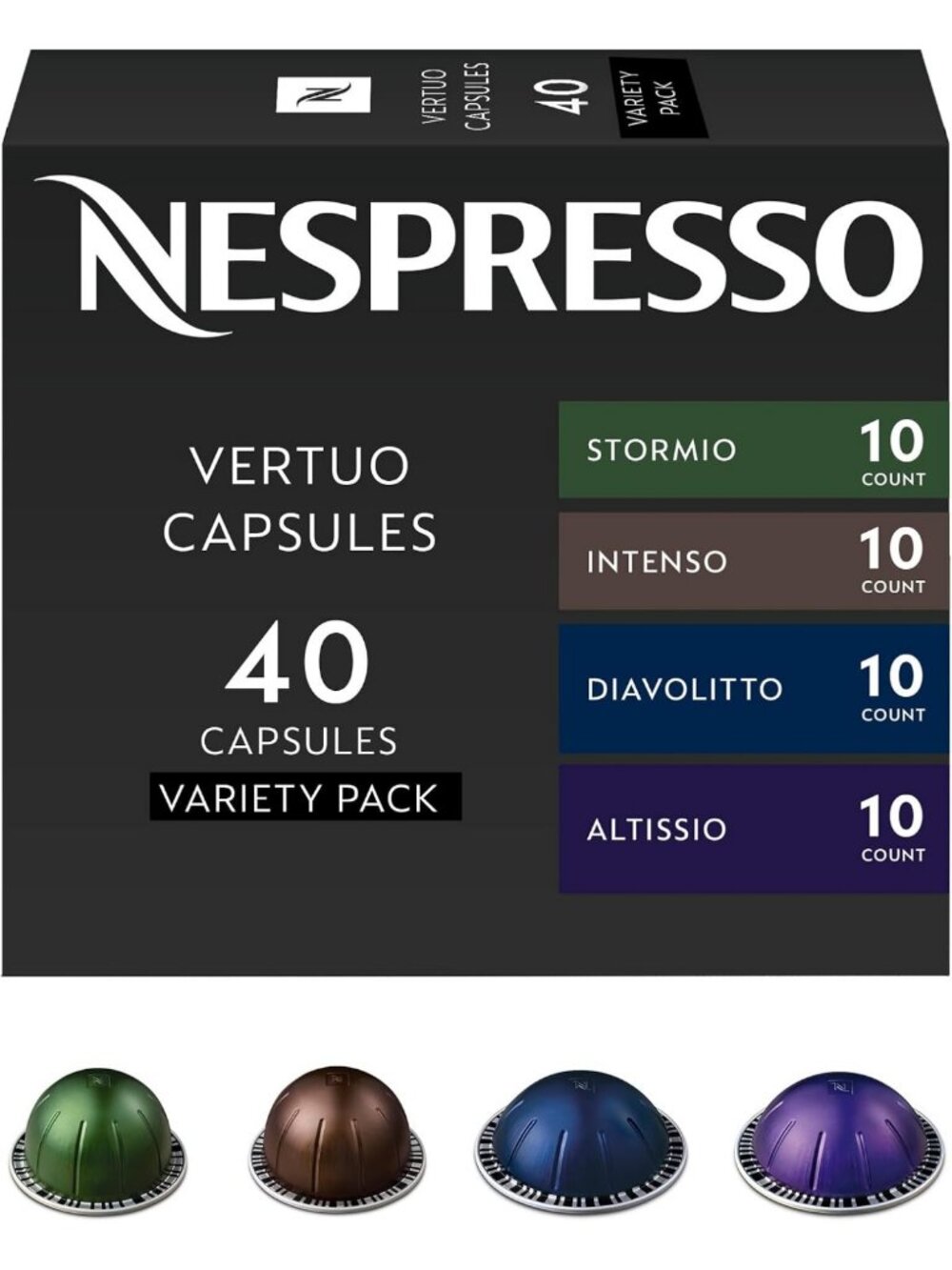 Dark Roast Coffee Pods Variety Pack - 40 Count, Nespresso Compatible, Bold